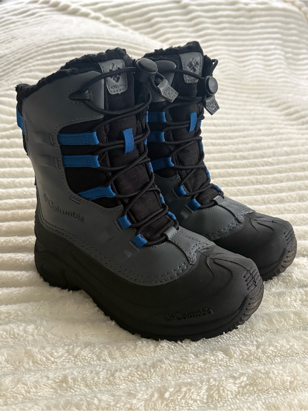Columbia Kids Bugaboot Grey, Black & Blue Celsius Snow Boots Size 3